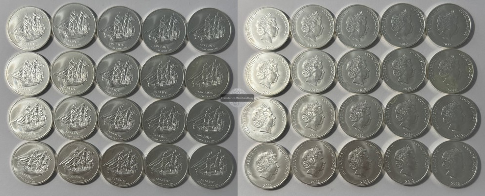  Cook Island  20 x 50 Cents 2012  HMS Bounty   FM-Frankfurt  Feinsilber: 20 x 15,5g = 310g   