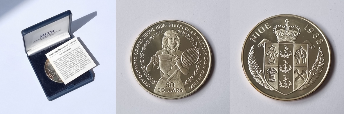  Niue 50 Dollars 1988 Seoul Olympic Games 1988 Steffi Graf FM-Frankfurt Feinsilber: 25,06g   