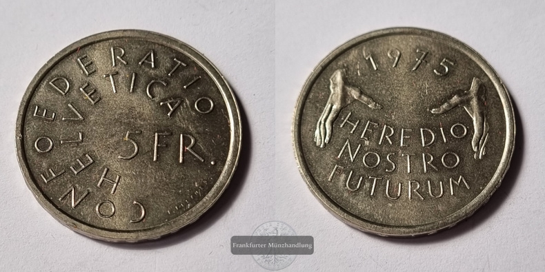  Schweiz  5 Franken  1975  FM-Frankfurt Gewicht: 13,2g Kupfer-Nickel   