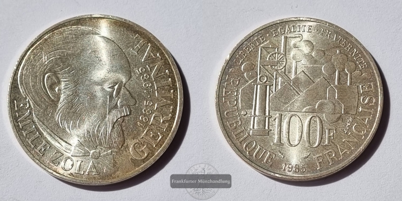  Frankreich,  100 Francs  1985  FM-Frankfurt Feinsilber: 13,5g   