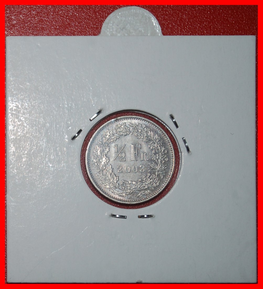 Ⰶ WITH STAR (1875-2025): SWITZERLAND ★ 1/2 FRANC 2003B UNC MINT LUSTRE! I+C★LOW START ★ NO RESERVE!