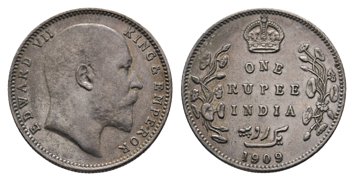  Britisch Indien 1 Rupie König Edward VII 1909   