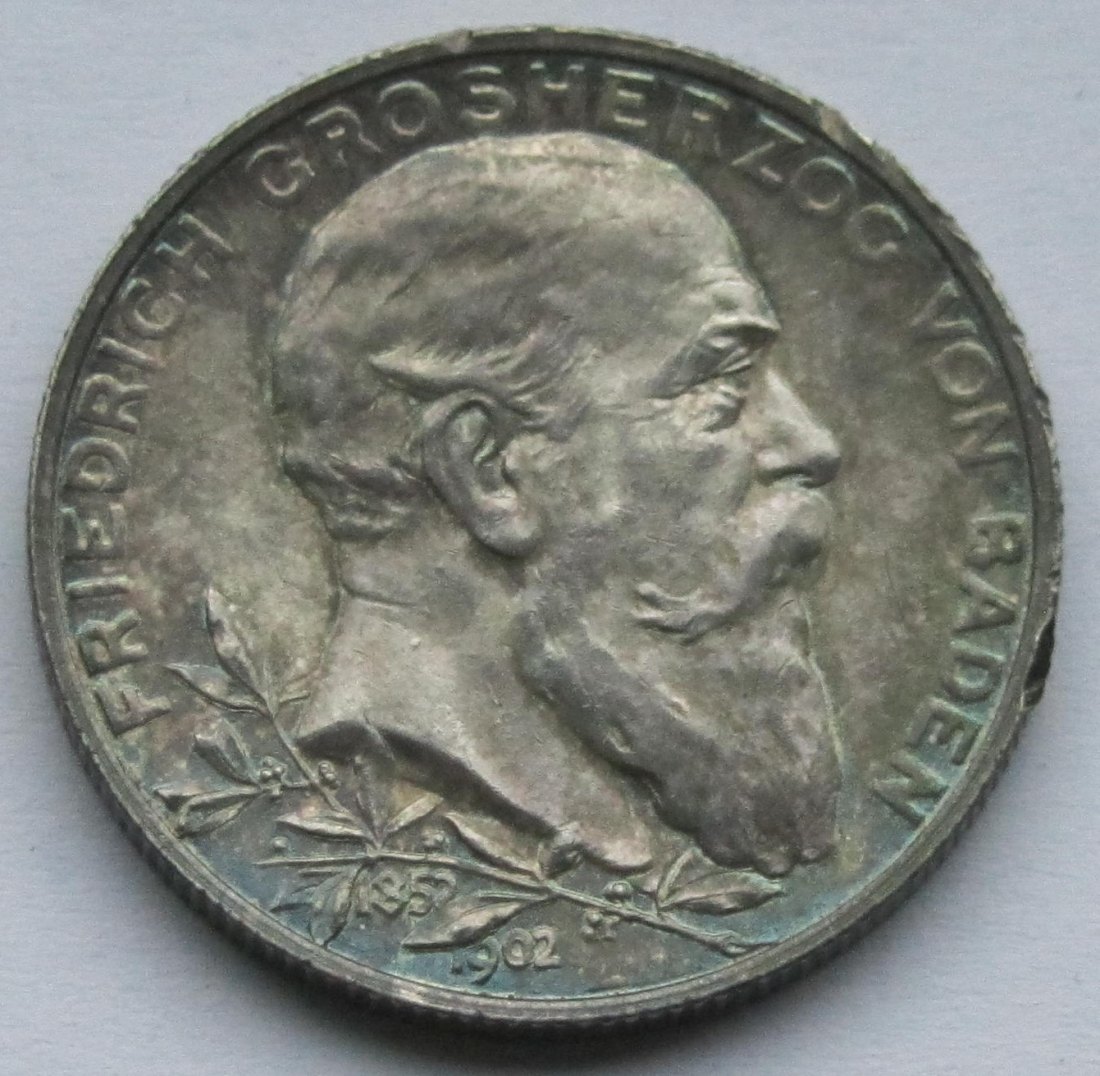  Kaiserreich: Baden, 2 Mark Thronjubiläum (Jaeger 30), 1902   