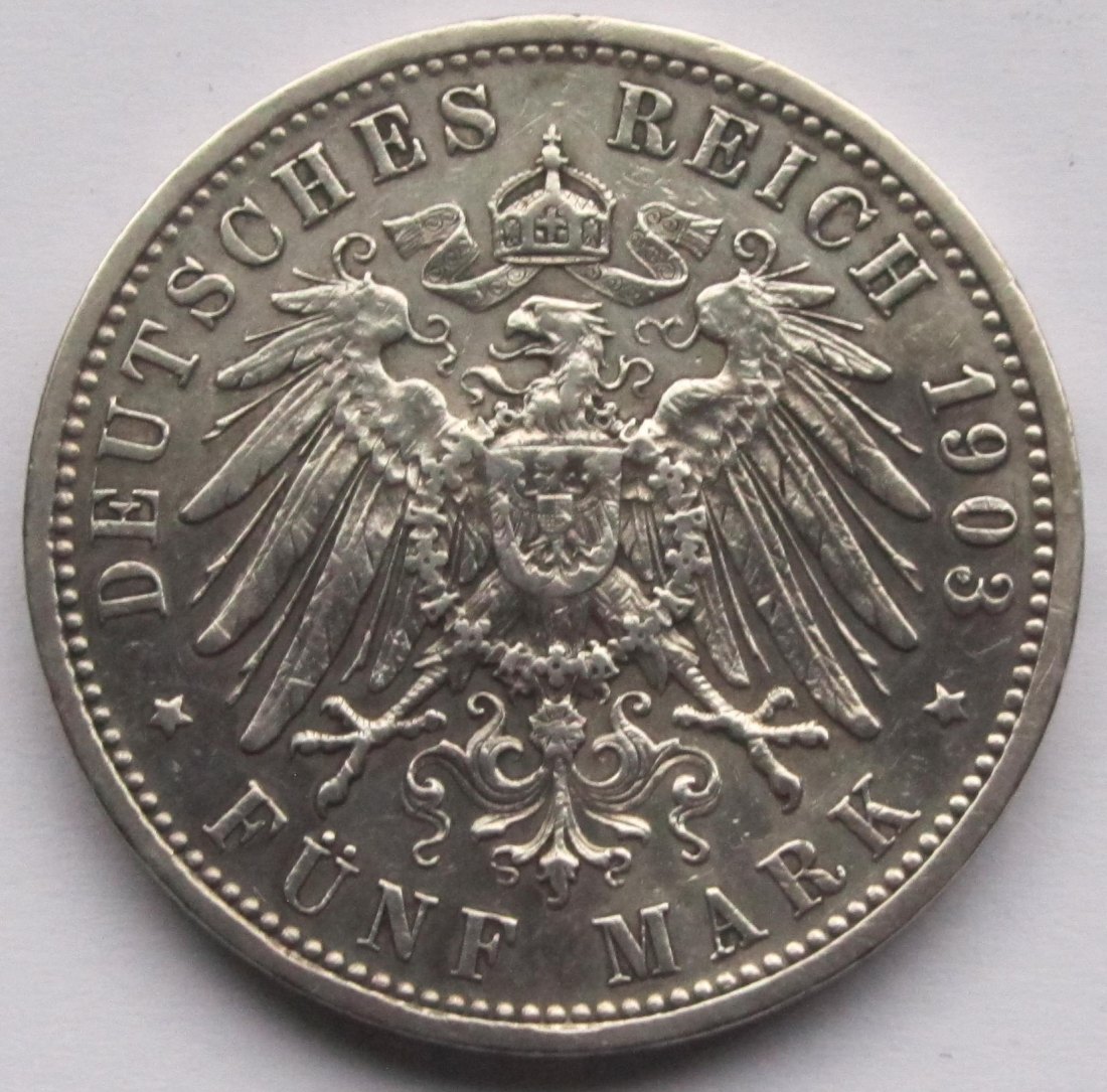  Kaiserreich: Baden, 5 Mark Friedrich I. (Jaeger 33), 1903   