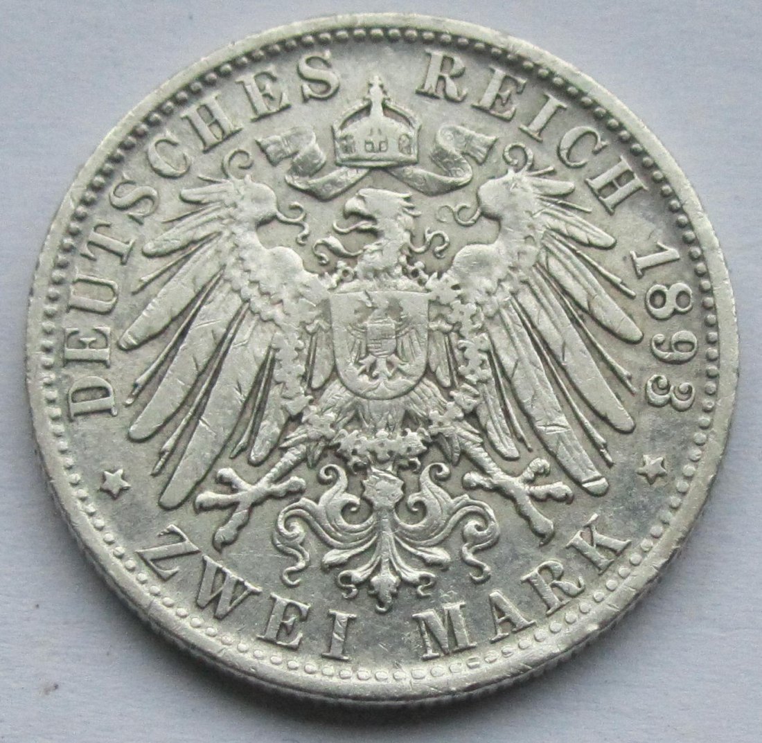  Kaiserreich: Bayern, 2 Mark Otto (Jaeger 45), 1893   