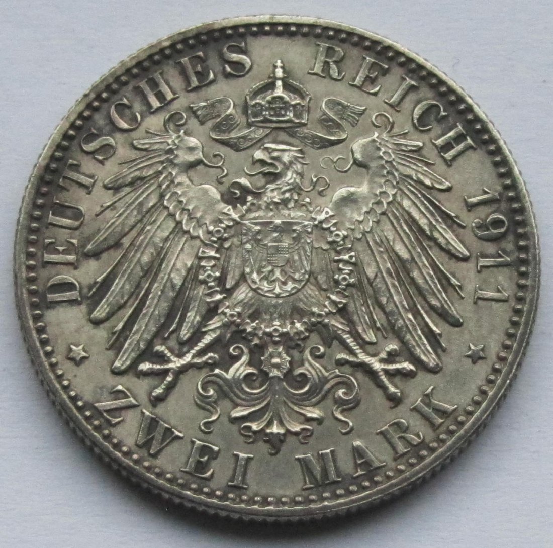  Kaiserreich: Bayern, 2 Mark Luitpold (Jaeger 48), 1911   
