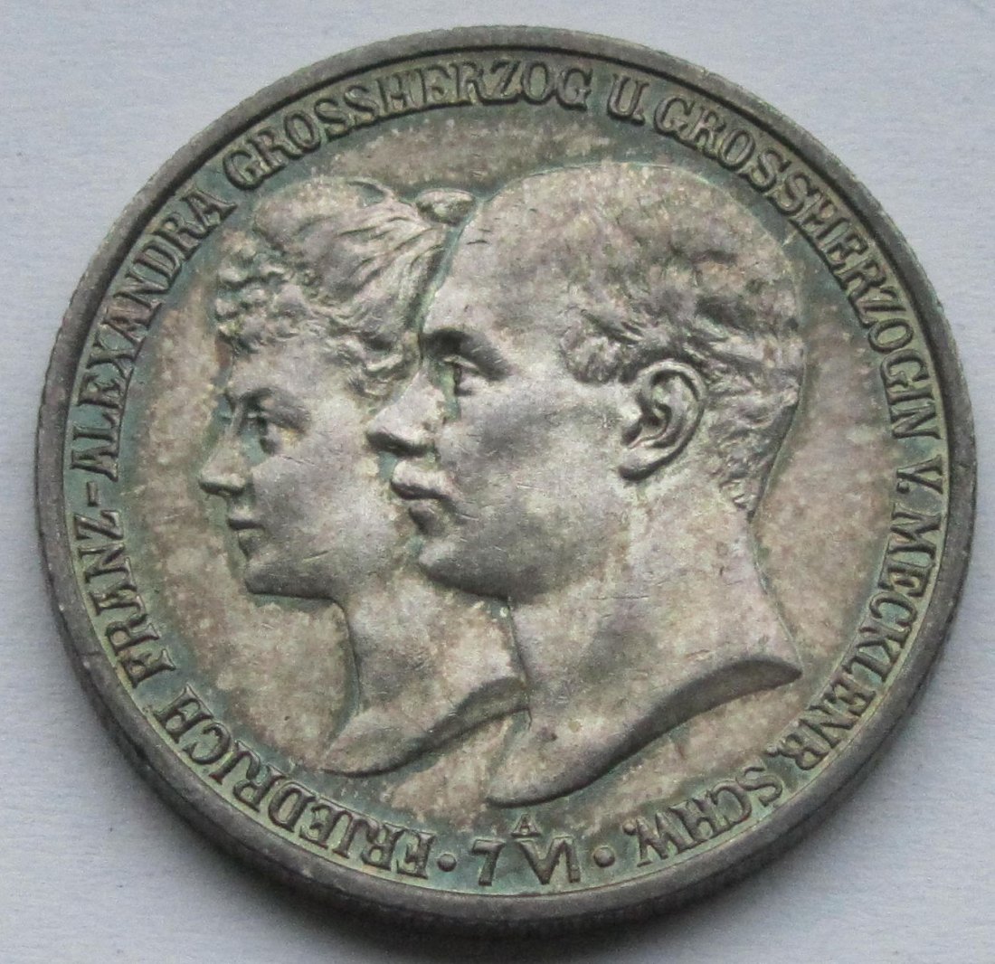  Kaiserreich: Mecklenburg-Schwerin, 2 Mark Hochzeit 1904 (Jaeger 86)   