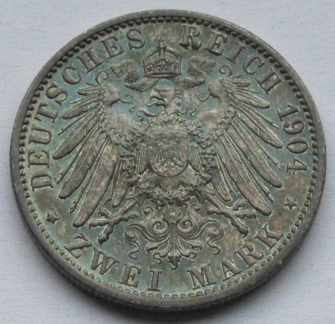  Kaiserreich: Mecklenburg-Schwerin, 2 Mark Hochzeit 1904 (Jaeger 86)   