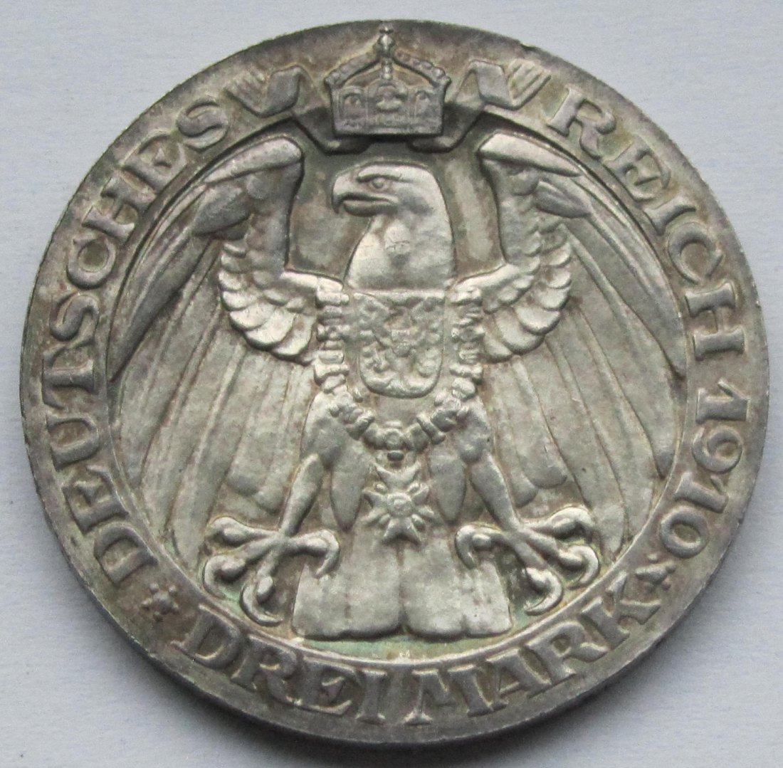  Kaiserreich: Preußen, 3 Mark Universität Berlin (Jaeger 107) 1910   
