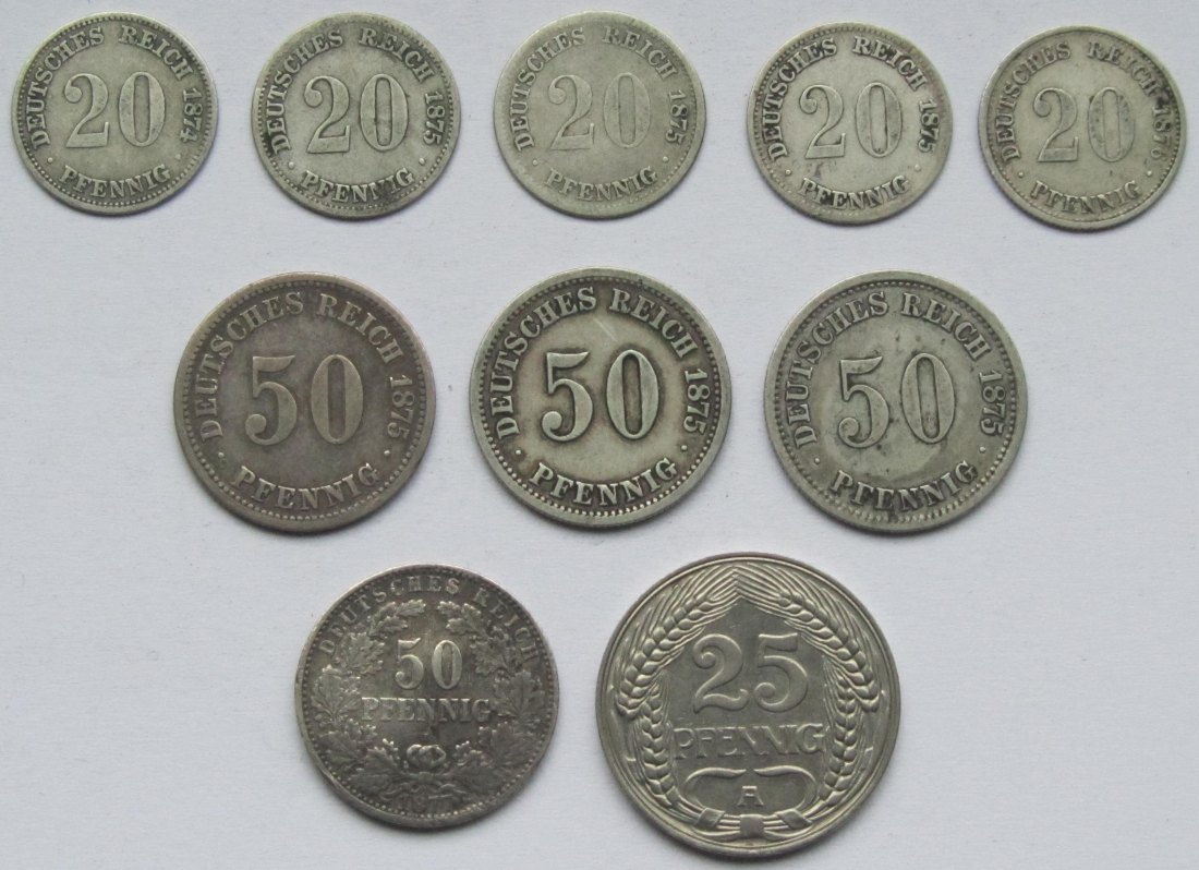  Kaiserreich: Lot aus zehn Kleinmünzen, alles verschiedene Jahrgänge   
