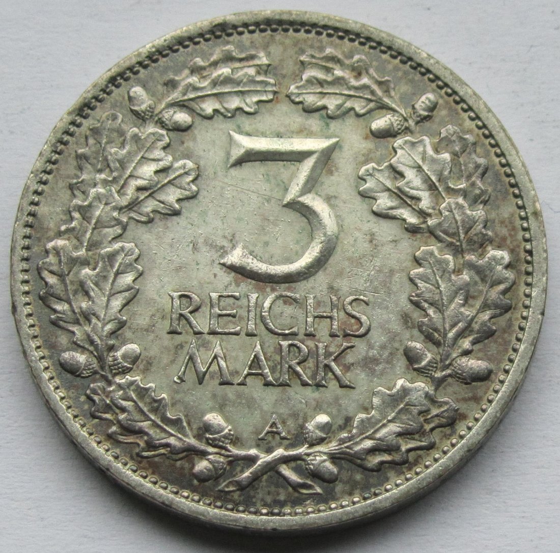  Weimarer Republik: 3 Mark Rheinlande (Jaeger 321), 1925 A   