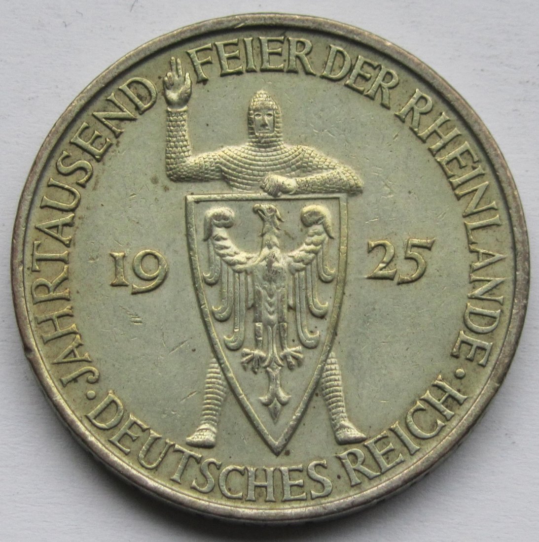  Weimarer Republik: 5 Mark Rheinlande (Jaeger 322), 1925 A   