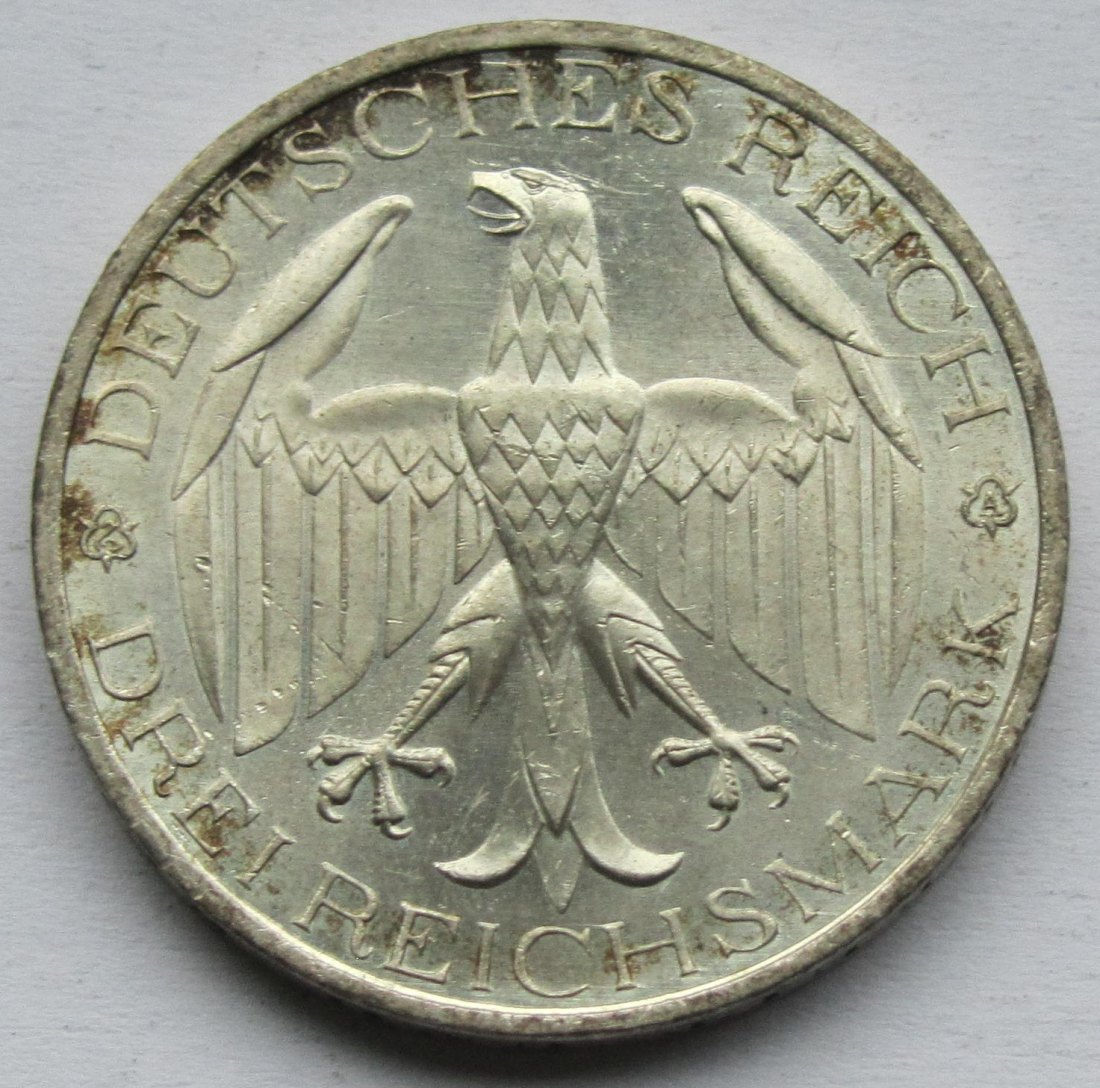  Weimarer Republik: 3 Mark Waldeck (Jaeger 337), 1929   