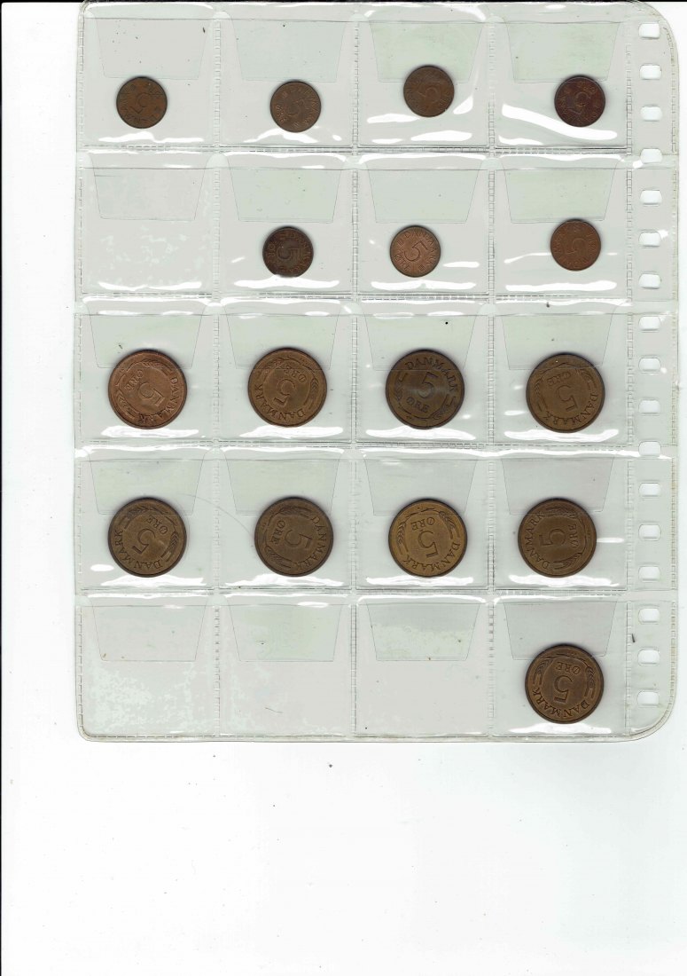  Denmark Lot of 16 coins 5 Ore (see description)   