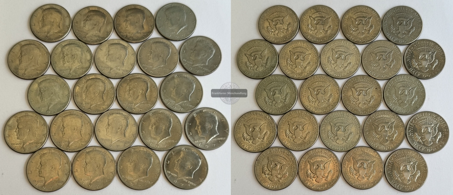  USA 22x 1/2 Dollar 1971 Kennedy Half Dollar  KM#202b FM-Frankfurt   