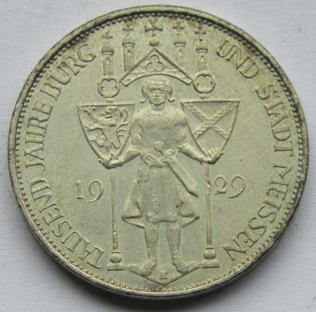  Weimarer Republik: 3 Mark Meißen (Jaeger 338), 1929   