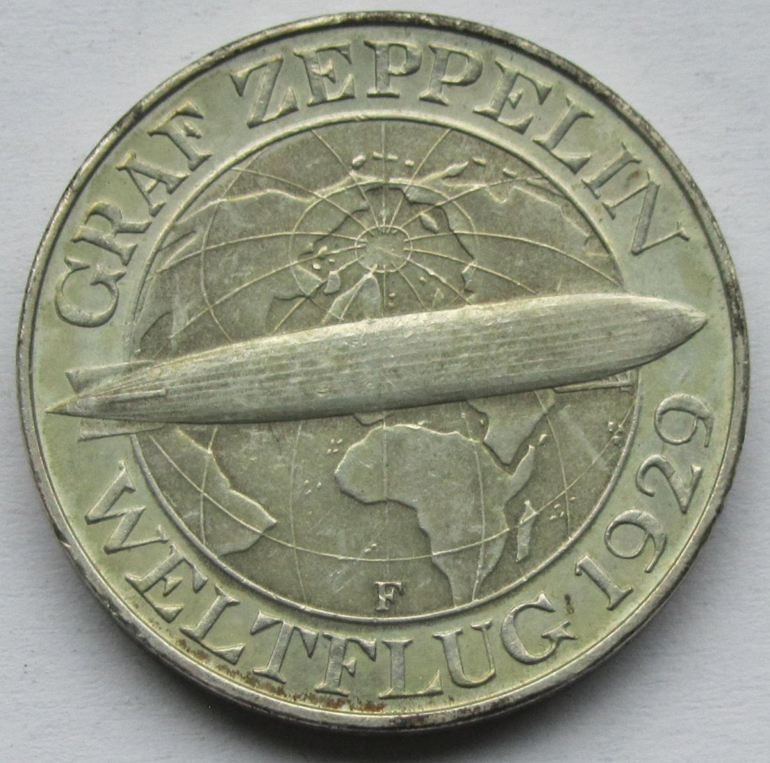  Weimarer Republik: 3 Mark Zeppelin (Jaeger 342), 1930 F   
