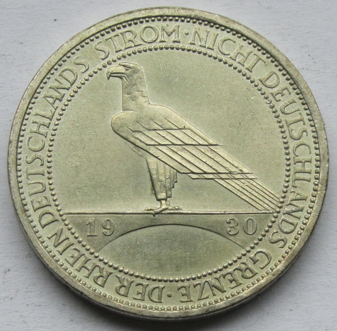  Weimarer Republik: 3 Mark Rheinlandräumung (Jaeger 345), 1930 A   