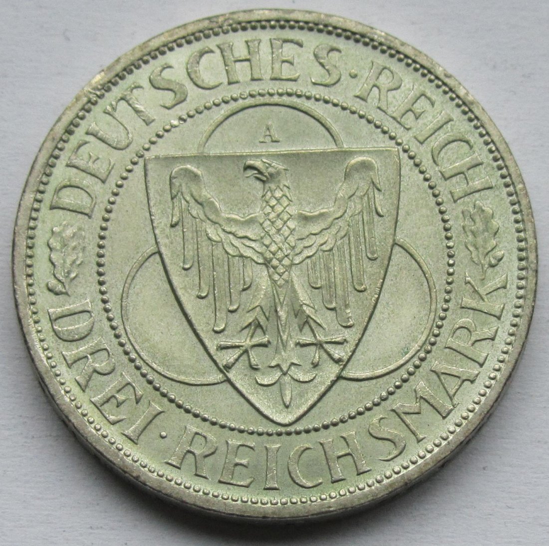  Weimarer Republik: 3 Mark Rheinlandräumung (Jaeger 345), 1930 A   