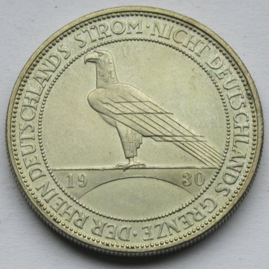  Weimarer Republik: 5 Mark Rheinlandräumung (Jaeger 346), 1930 D   