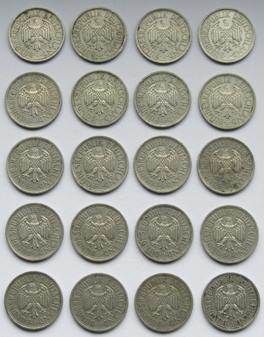  Deutschland: 20 x 2 DM Weintraube 1951, alle J   