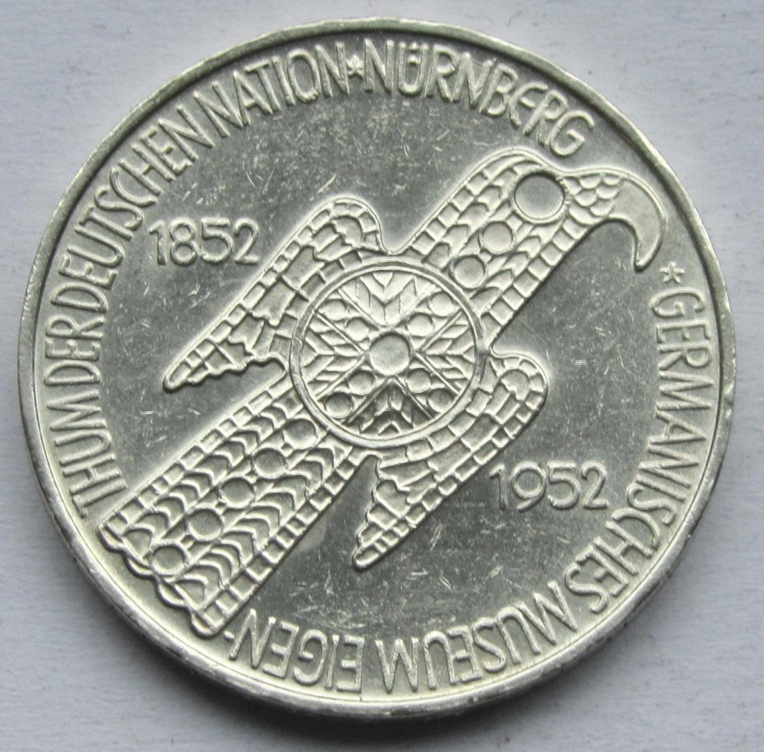  Deutschland: 5 DM Germanisches Museum 1952   