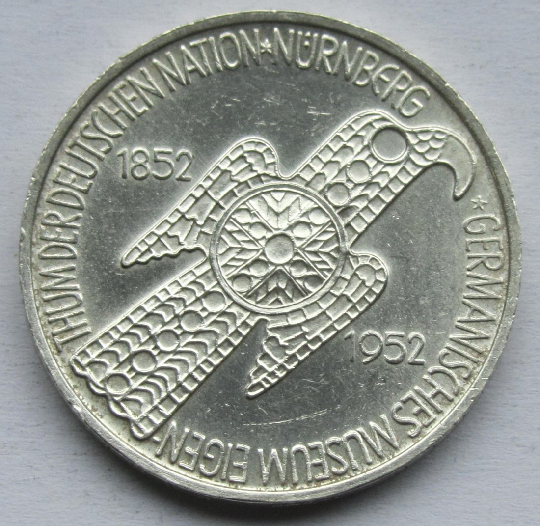  Deutschland: 5 DM Germanisches Museum 1952   