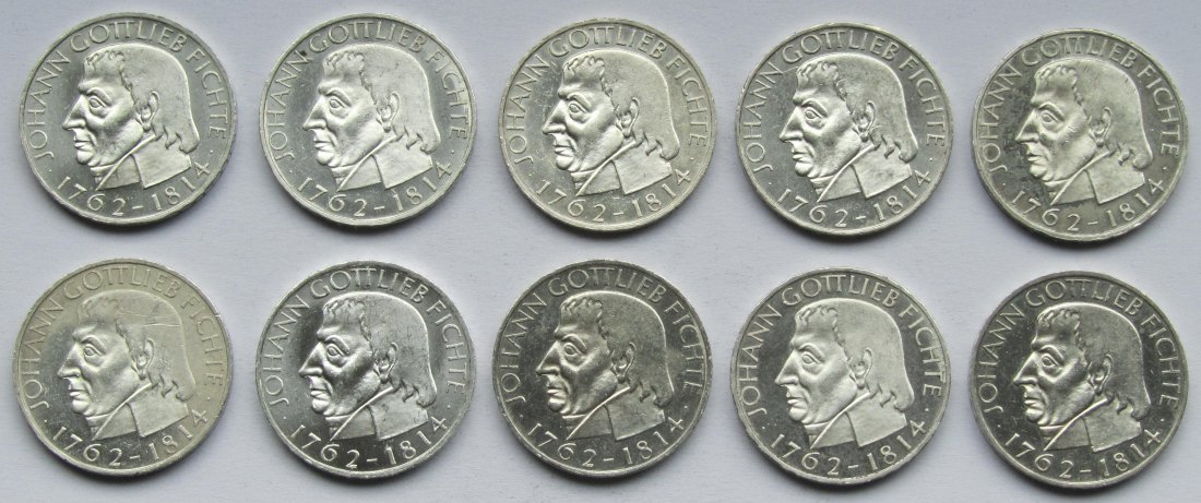  Deutschland: 5 DM Fichte 1964, 10 Stück   