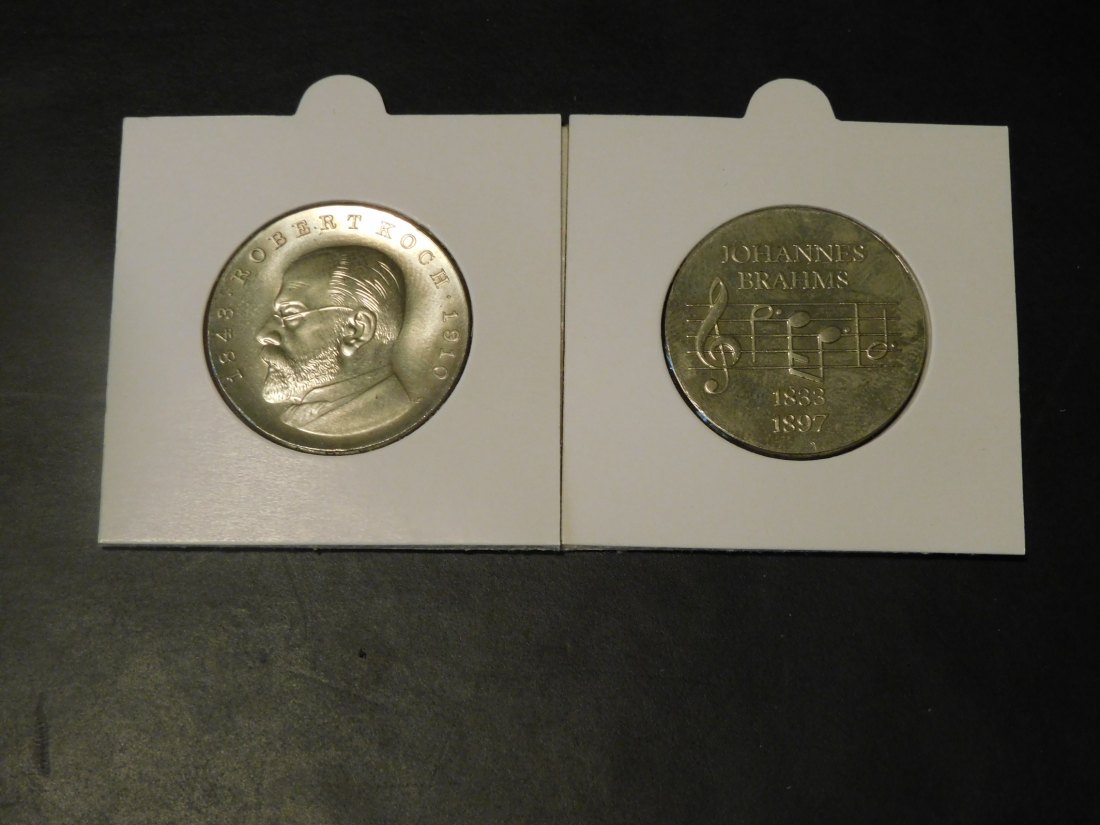 GERMANY 2X 5 MARK 1968-1972.GRADE-PLEASE SEE PHOTOS.