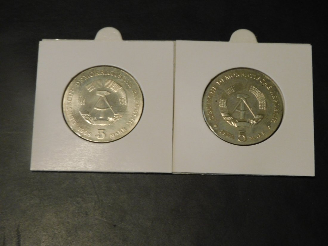  GERMANY 2X 5 MARK 1968-1972.GRADE-PLEASE SEE PHOTOS.   