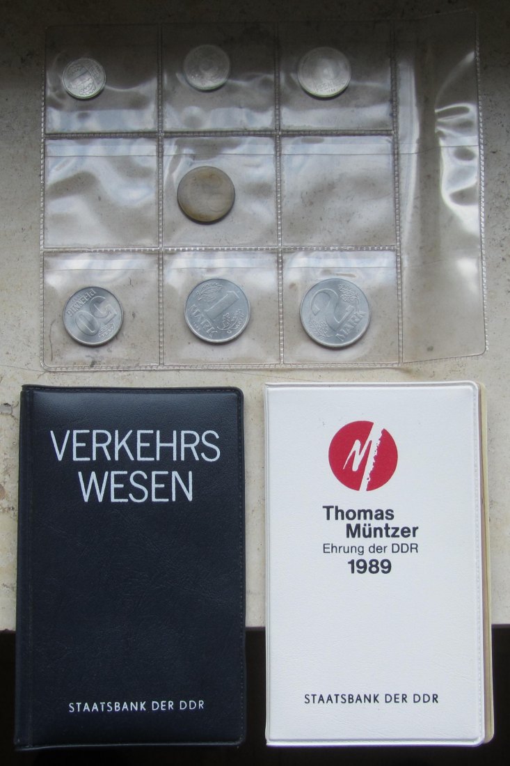  DDR: Kleingeldsatz 1986 + Blister Verkehrswesen + Blister Thomas Müntzer   