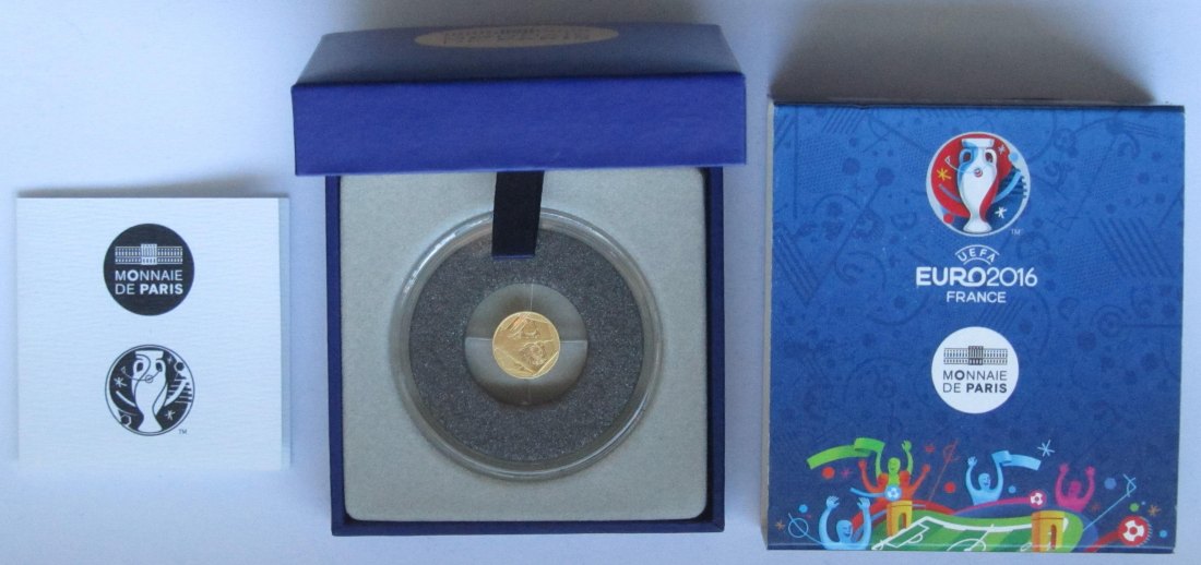  Frankreich: 5 Euro Fußball-EM 2016, 0,5 g Feingold   