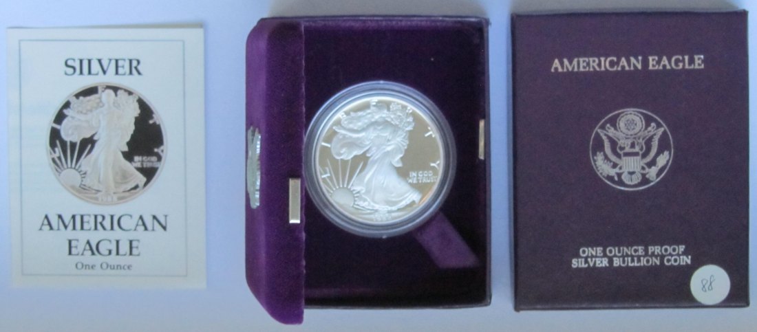  USA Vereinigte Staaten: Silberunze American Eagle 1988 in PP/Proof   