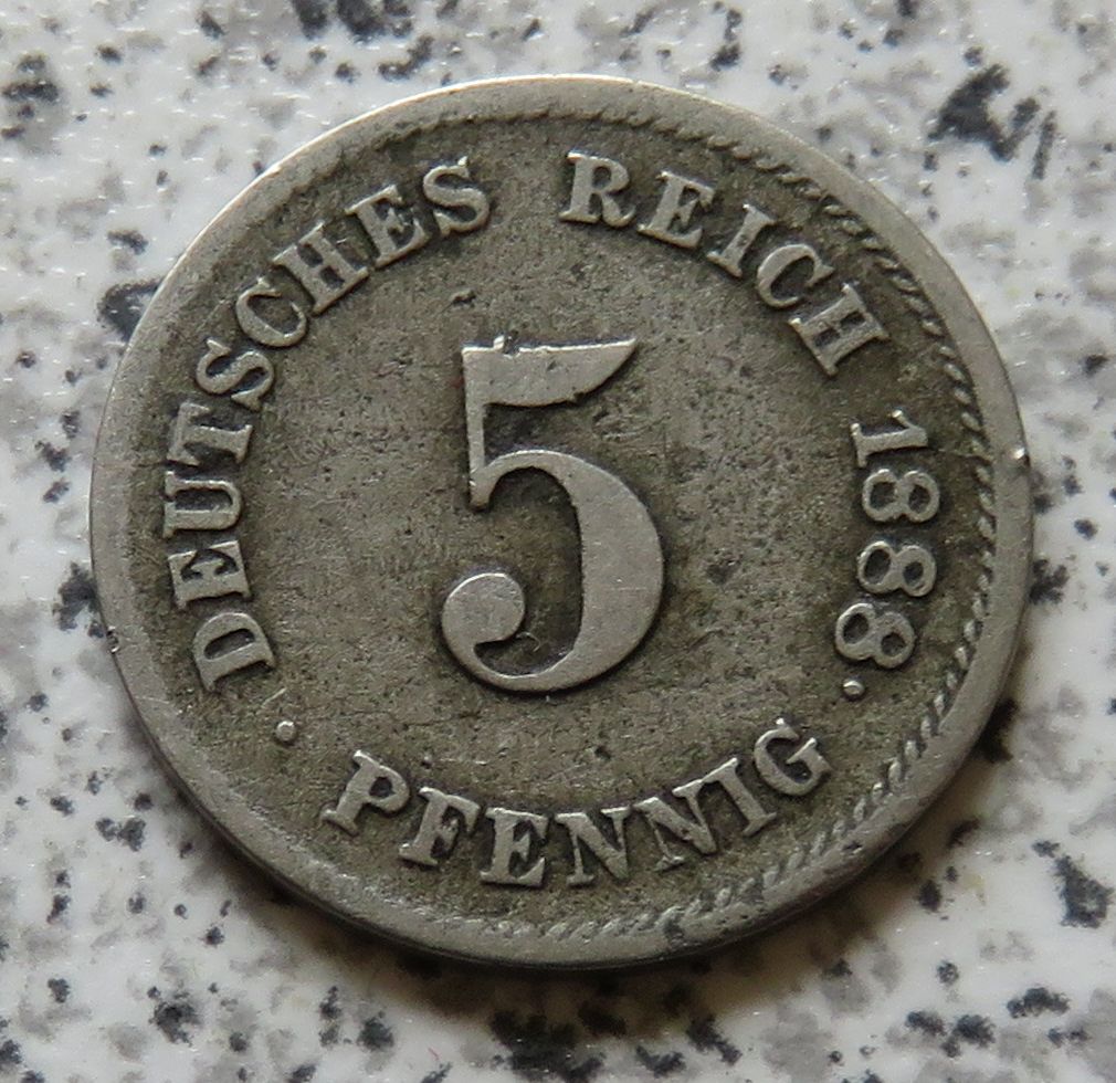  Kaiserreich 5 Pfennig 1888 G   