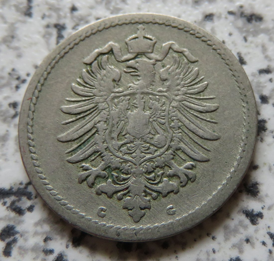  Kaiserreich 5 Pfennig 1889 G, tiefer stehend   
