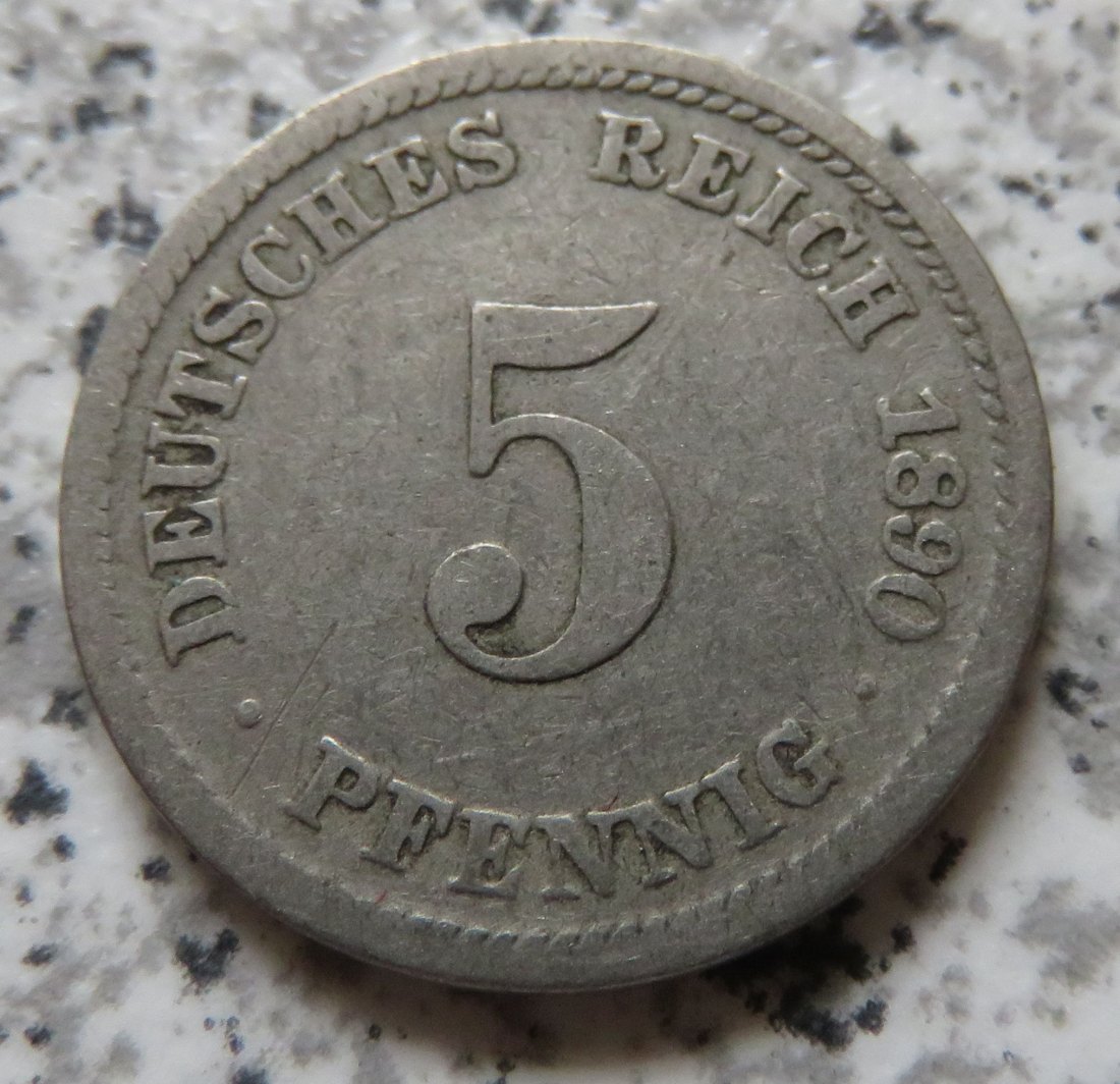  Kaiserreich 5 Pfennig 1890 D   