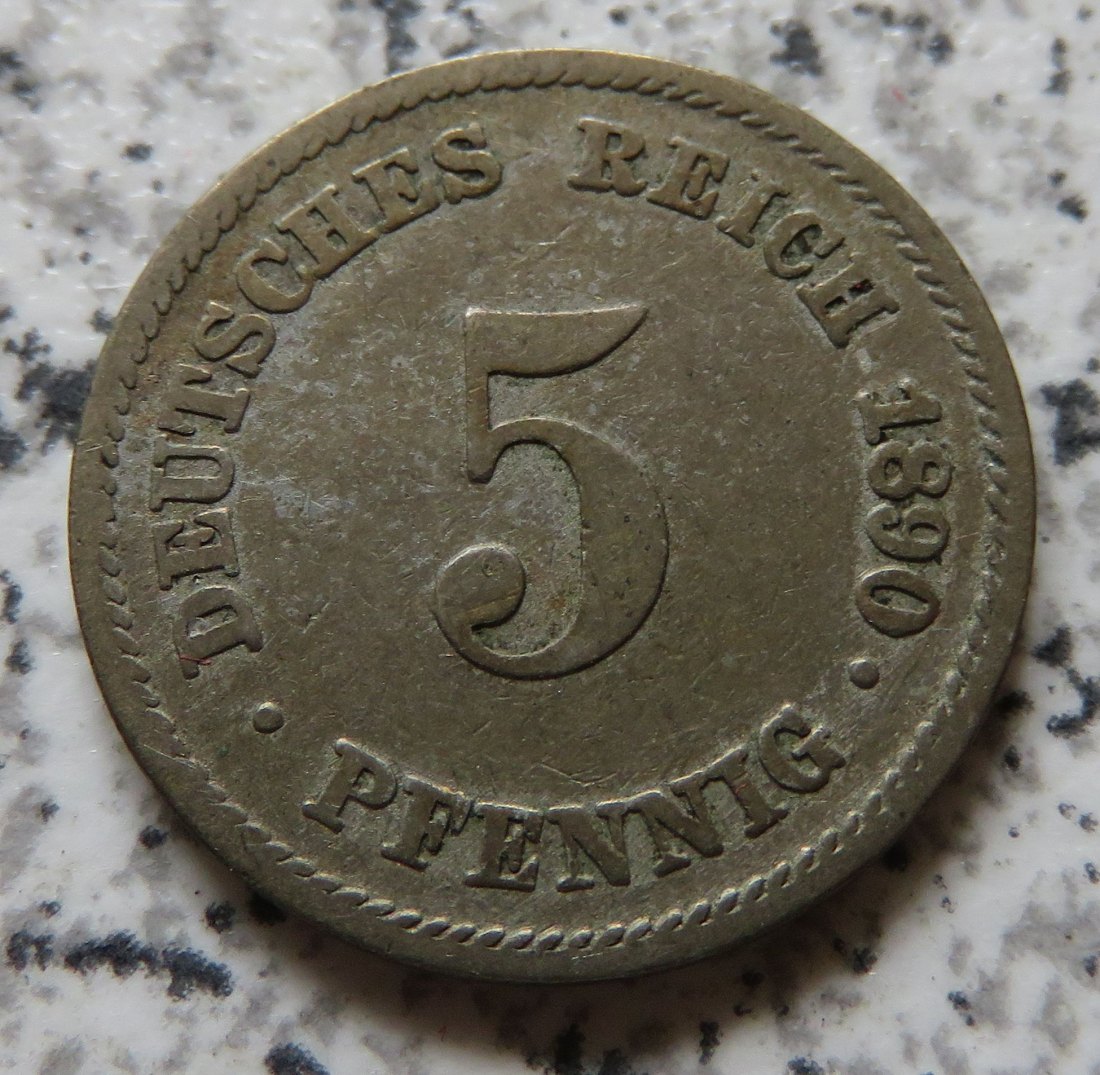  Kaiserreich 5 Pfennig 1890 E   