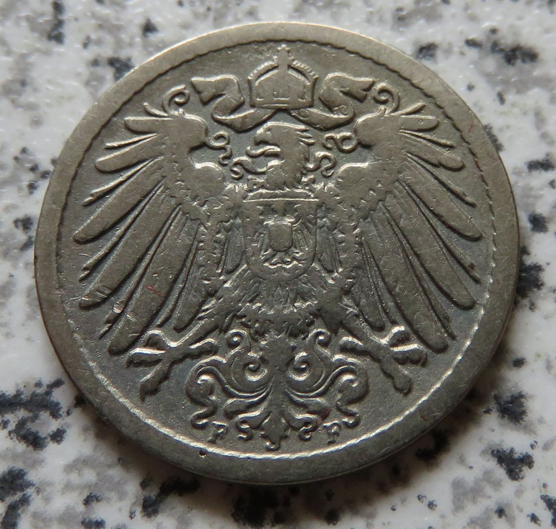 Kaiserreich 5 Pfennig 1890 F   