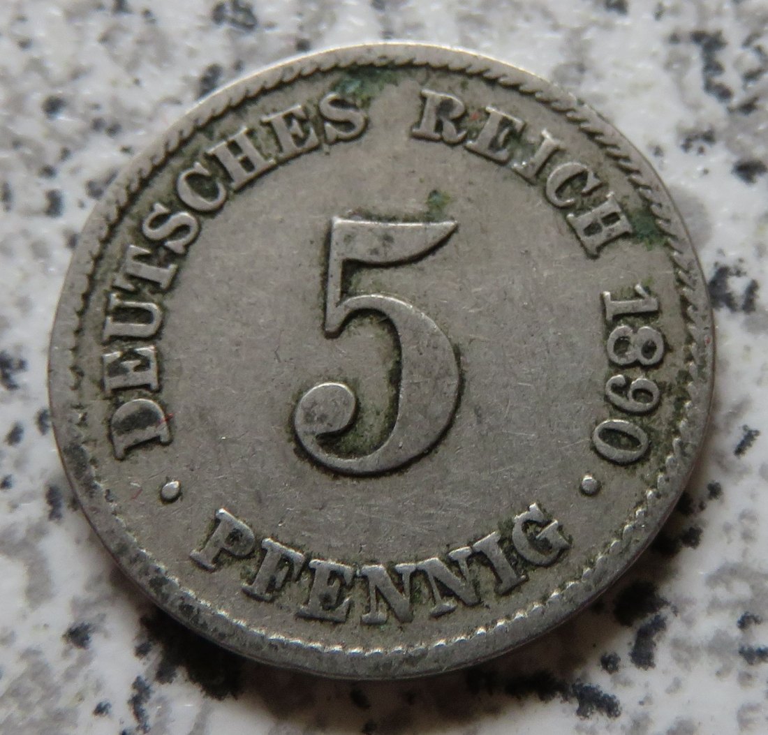  Kaiserreich 5 Pfennig 1890 G   