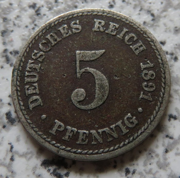  Kaiserreich 5 Pfennig 1891 A   