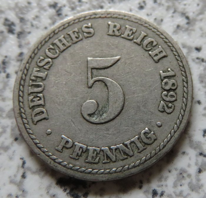  Kaiserreich 5 Pfennig 1892 A   