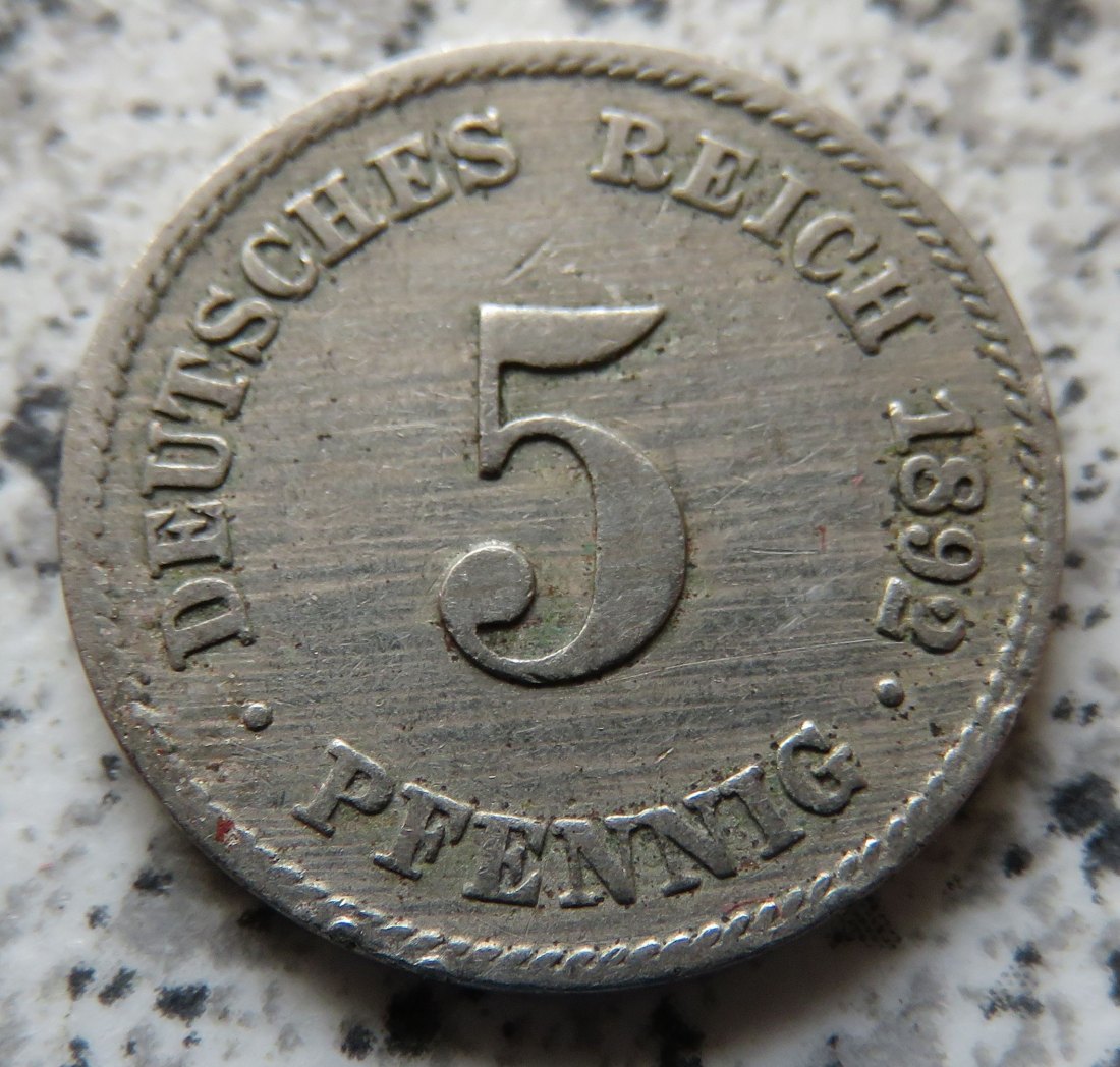  Kaiserreich 5 Pfennig 1892 F   