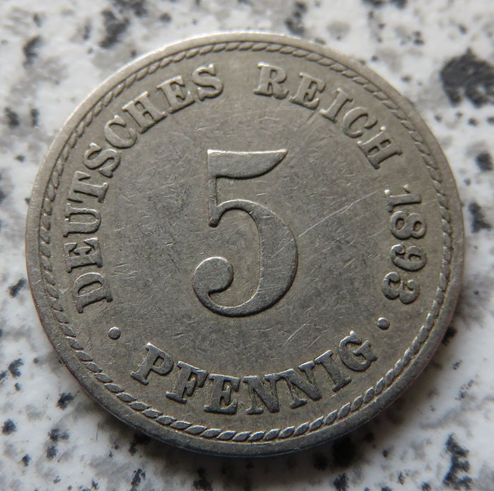  Kaiserreich 5 Pfennig 1893 A   