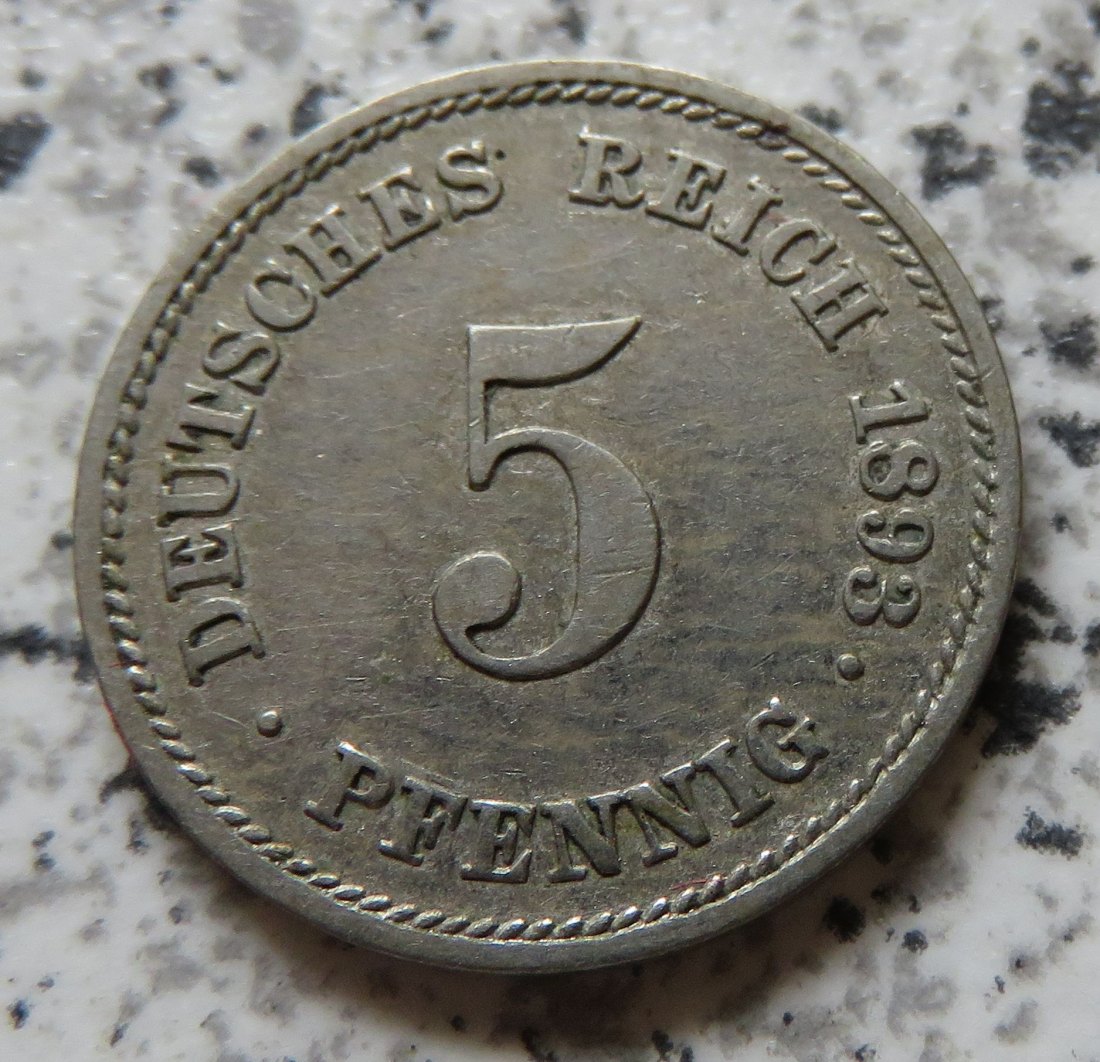 Kaiserreich 5 Pfennig 1893 E   