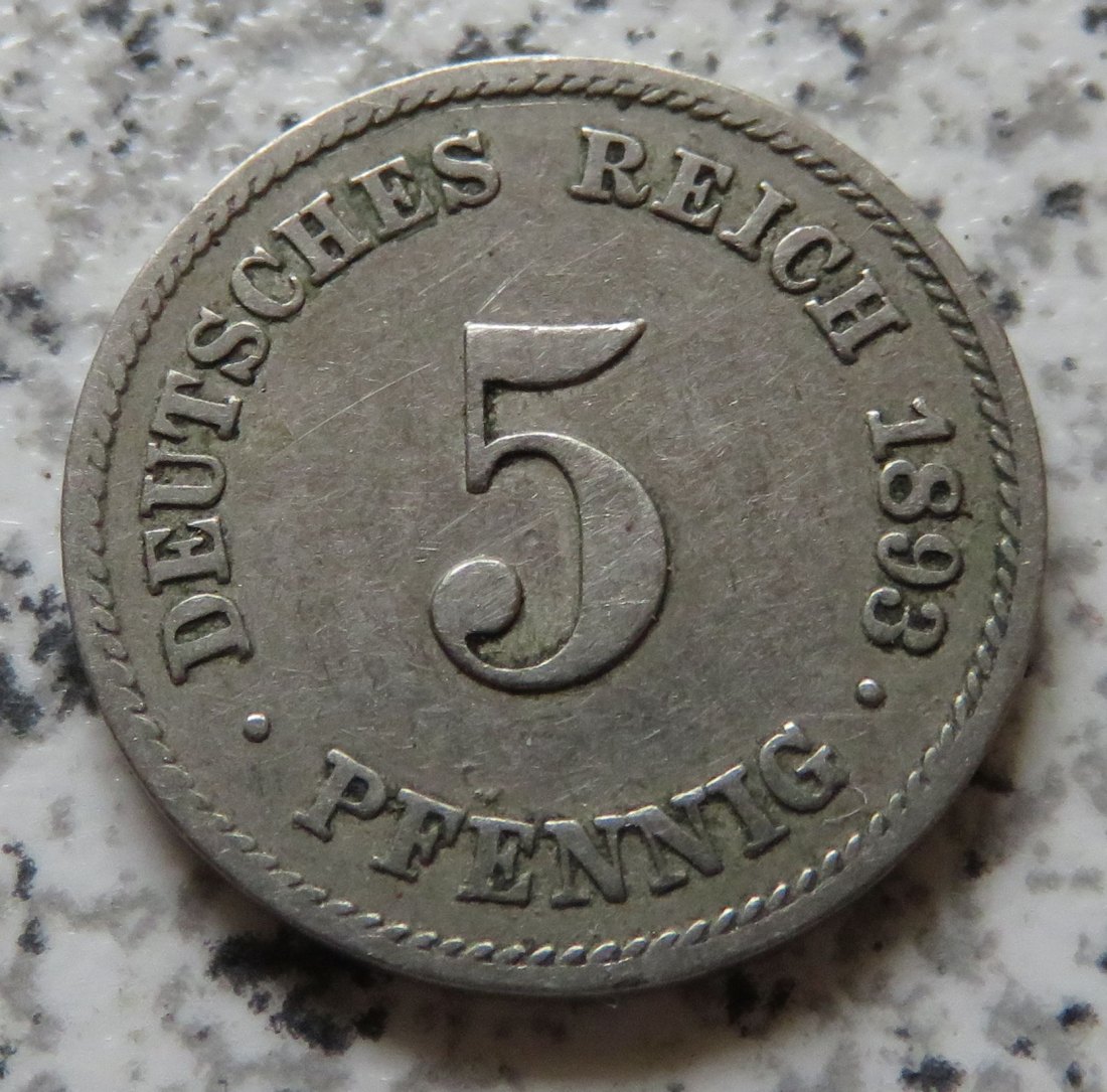  Kaiserreich 5 Pfennig 1893 F   