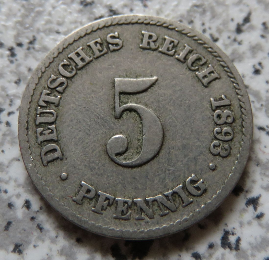  Kaiserreich 5 Pfennig 1893 F   