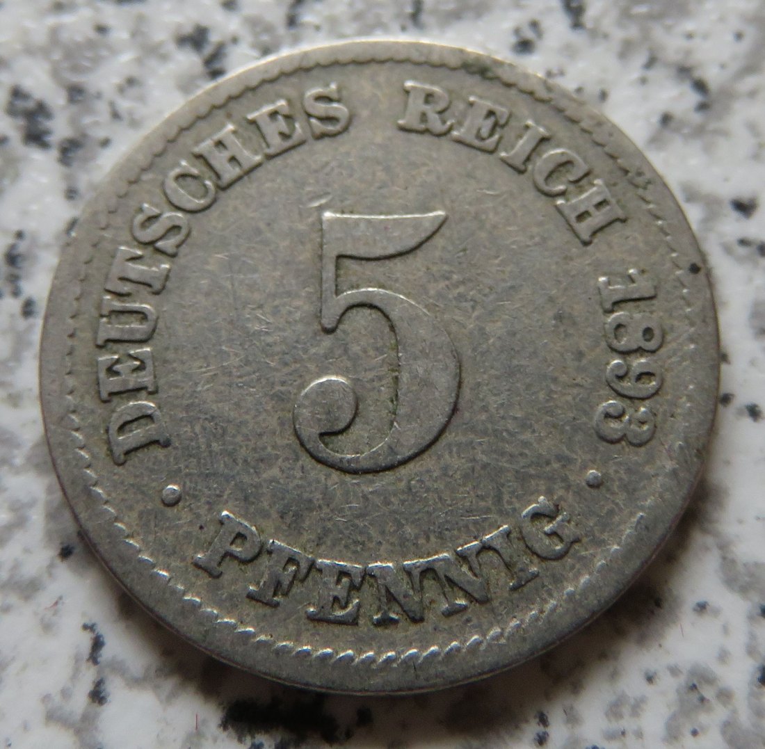  Kaiserreich 5 Pfennig 1893 J   