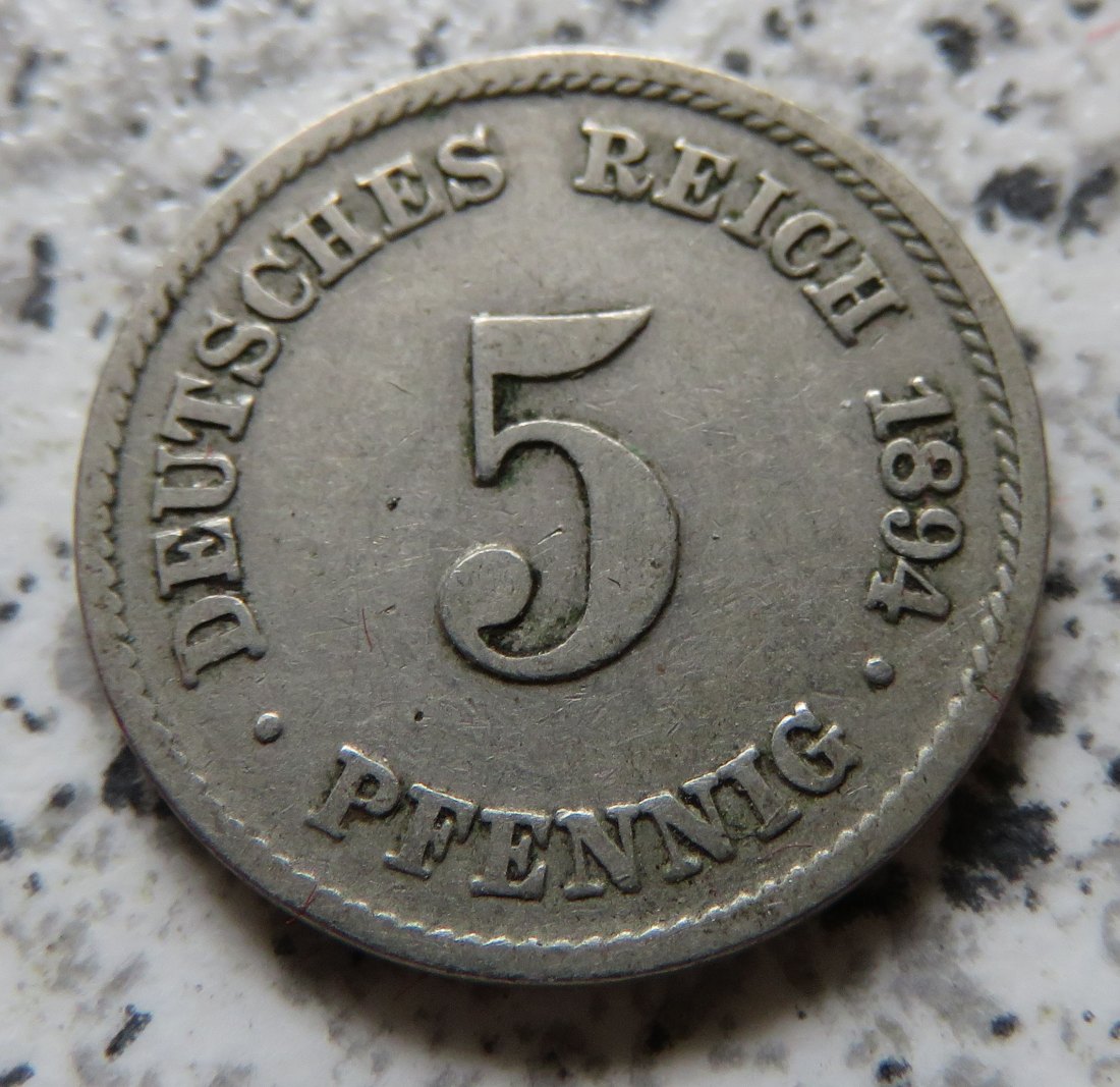  Kaiserreich 5 Pfennig 1894 F   