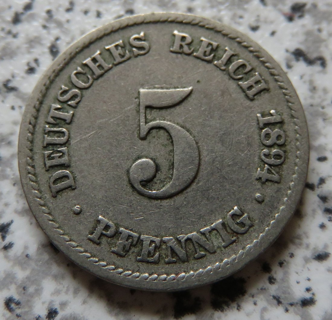  Kaiserreich 5 Pfennig 1894 F   