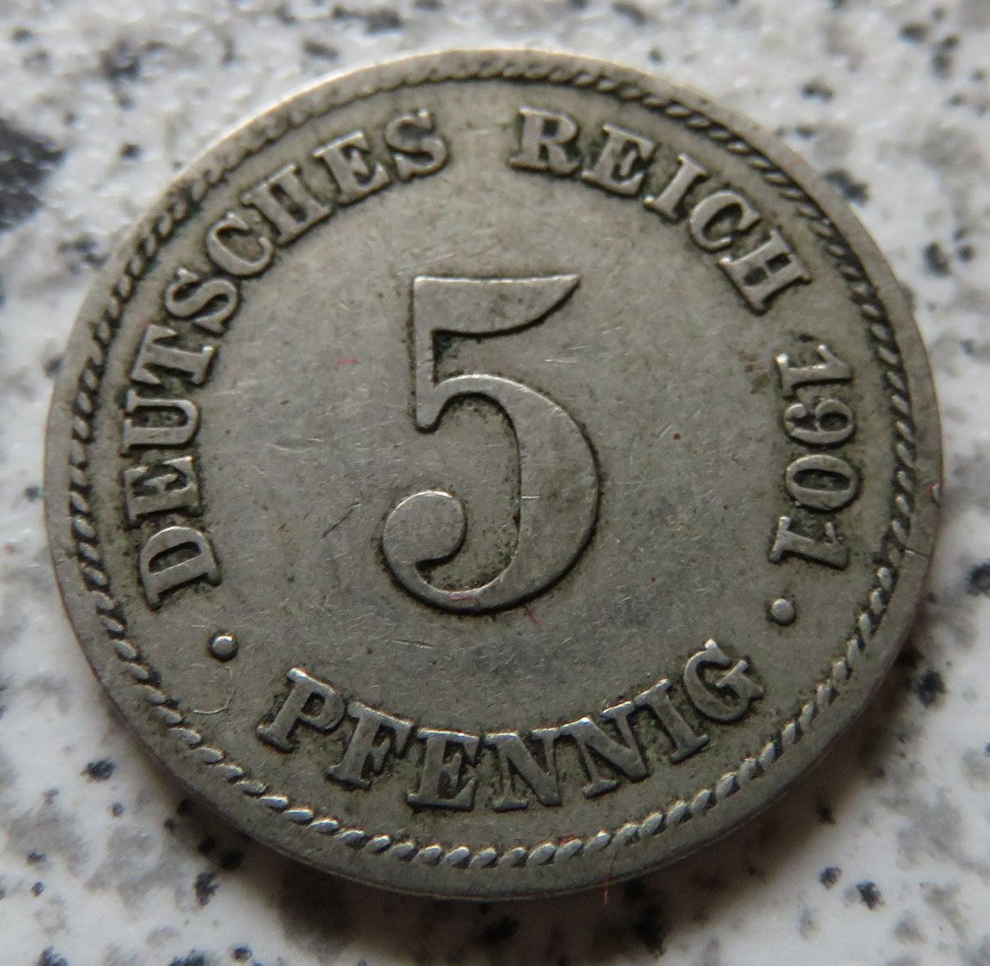  Kaiserreich 5 Pfennig 1901 E   